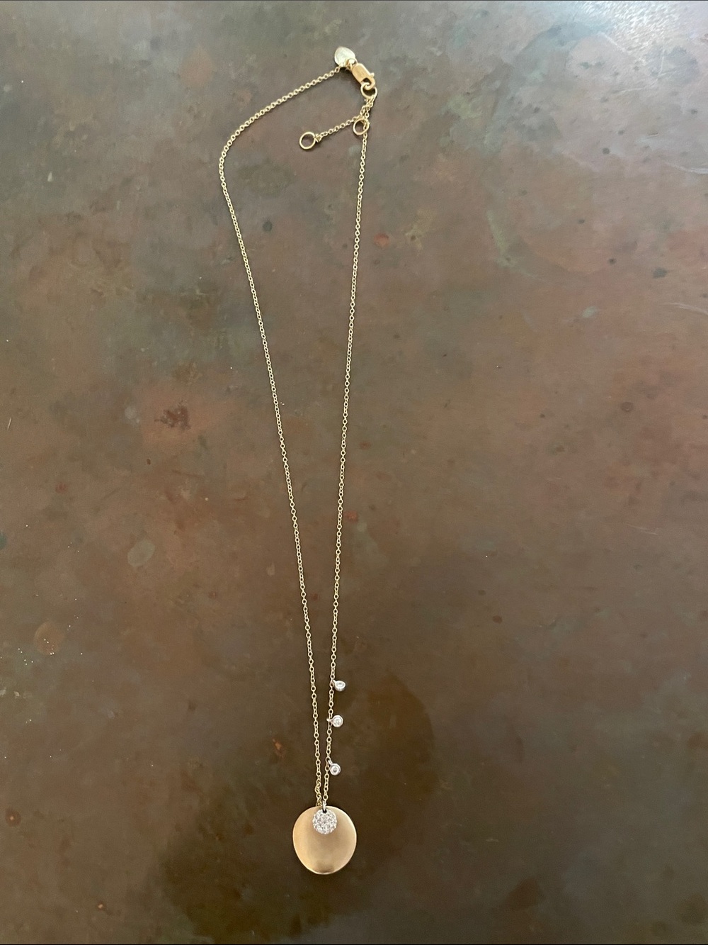 Meira T gold disc necklace with diamond accents